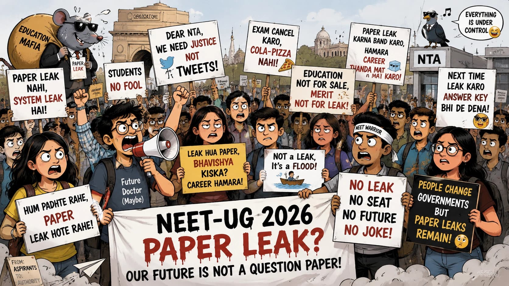 Students protesting NEET-UG paper leak