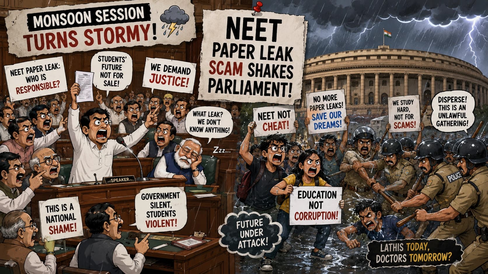 Parliament session update: NEET paper leak and police crackdown