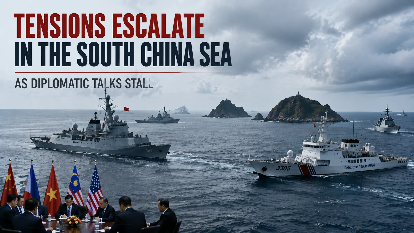 South China Sea naval vessels in a near-collision
